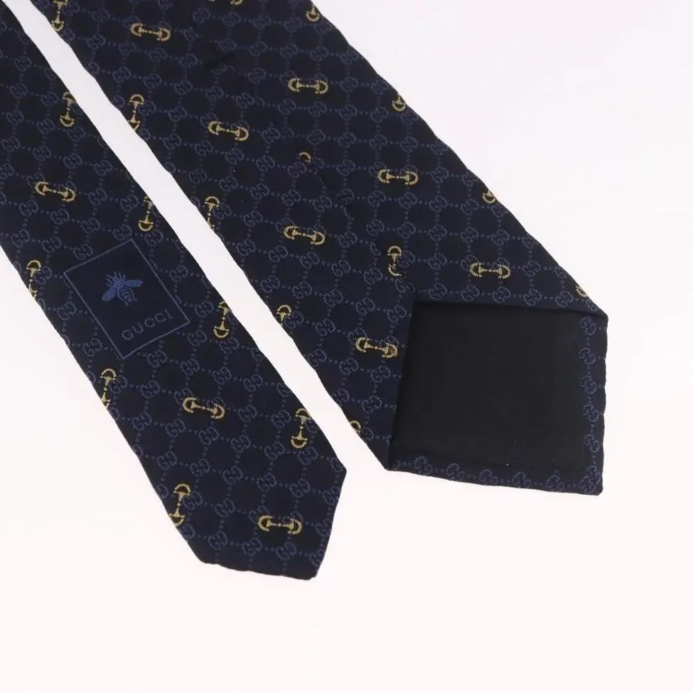 Gucci Horsebit Necktie Silk Jacquard Blue